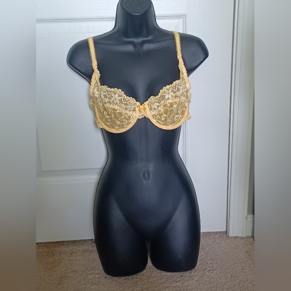PASSIONATA Lingerie Underwire Lace Bra, Lemon Yellow- Size 34C